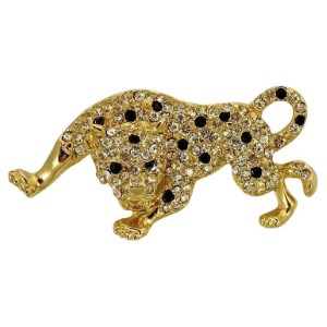 Kenneth J Lane1980's crystal leopard brooch